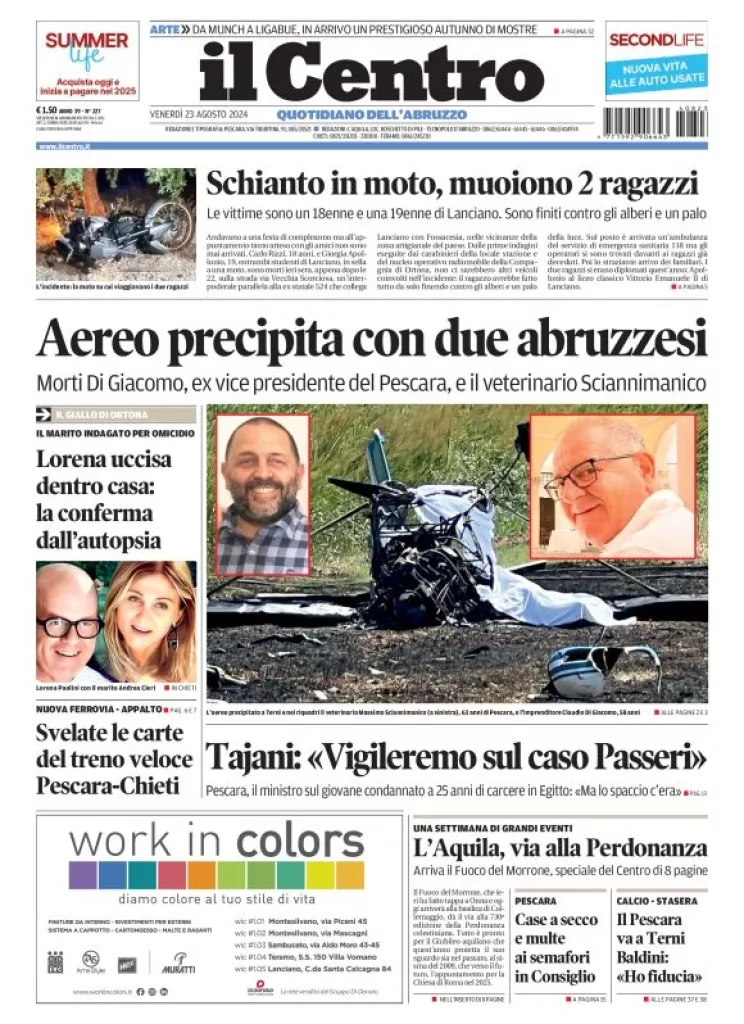 Prima-pagina-il centro-oggi-edizione-del-2024-08-23